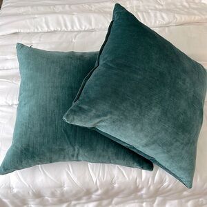 Two teal 20” pillows
